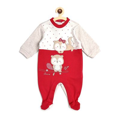 Girls Dark Pink Knitted Leg Opening Babysuit